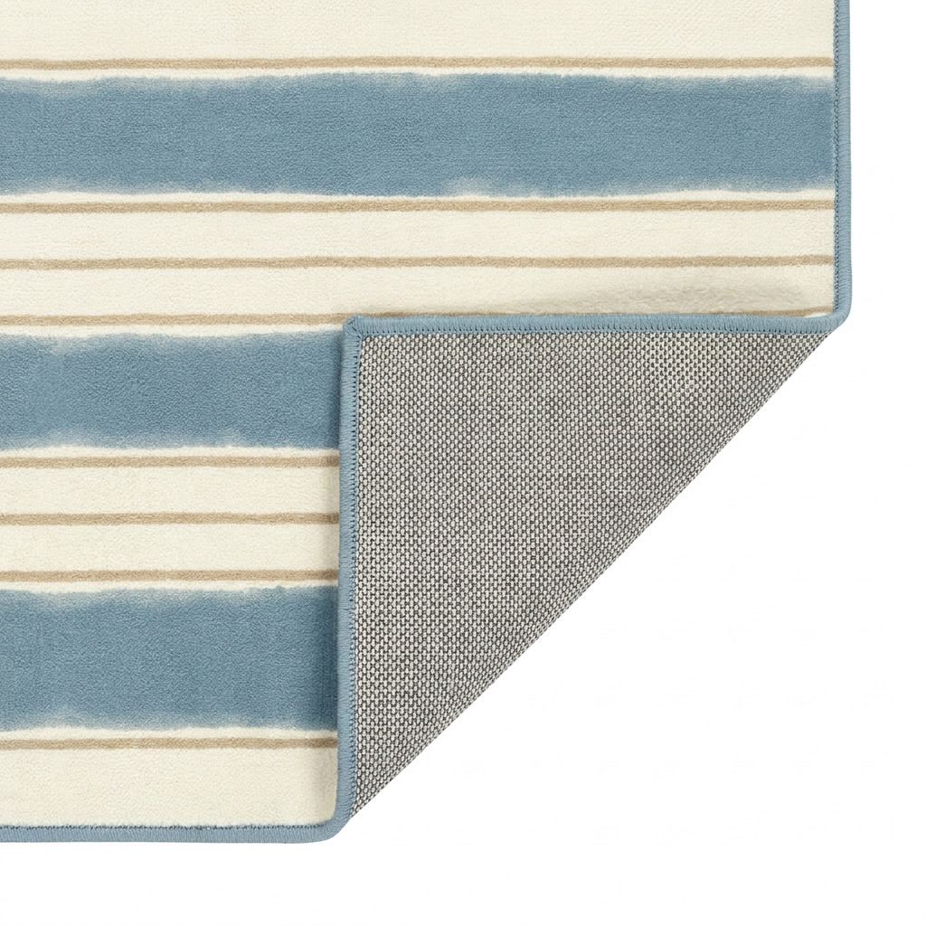 Coastal Stripe Area Rug — Machine Washable, Blue & White Striped