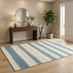 Coastal Stripe Area Rug — Machine Washable, Blue & White Striped