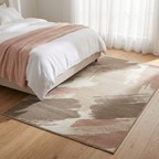 Mushroom Beige Abstract Area Rug — Machine Washable, Modern Brushstroke