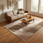 Mushroom Beige Abstract Area Rug — Machine Washable, Modern Brushstroke