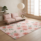 Blush Pink Watercolor Area Rug — Machine Washable, Romantic Floral