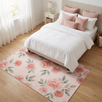Blush Pink Watercolor Area Rug — Machine Washable, Romantic Floral