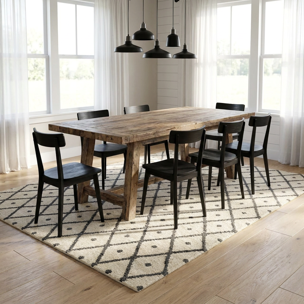 Cream Geometric Diamond Area Rug — Machine Washable, Diamond Lattice