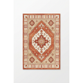 Terracotta Boho Medallion Area Rug — Machine Washable, Bohemian Geometric