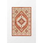 Terracotta Boho Medallion Area Rug — Machine Washable, Bohemian Geometric