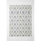 Indigo Floral Trellis Area Rug — Machine Washable, Blue Trellis Pattern