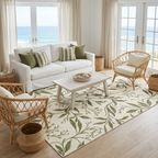 Olive Botanical Vine Area Rug — Machine Washable, Olive Leaf Trail