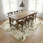 Olive Botanical Vine Area Rug — Machine Washable, Olive Leaf Trail