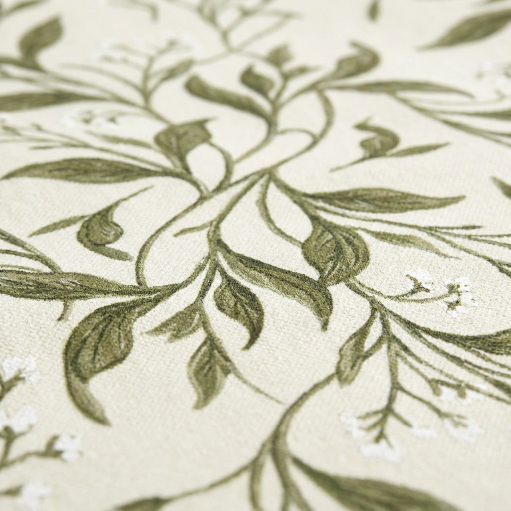Olive Botanical Vine Area Rug — Machine Washable, Olive Leaf Trail