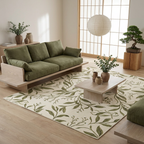 Olive Botanical Vine Area Rug — Machine Washable, Olive Leaf Trail