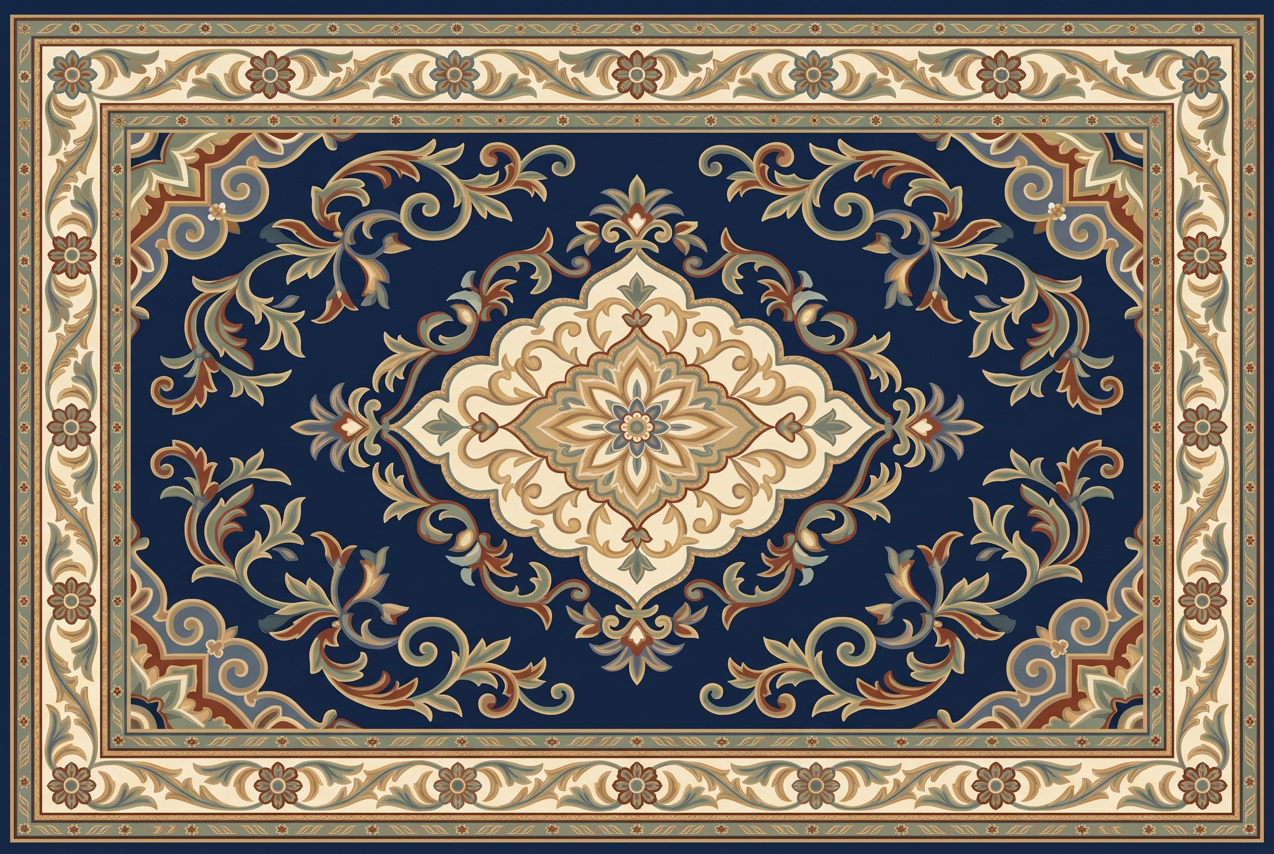 Persian Blue Medallion - 印花设计图_300x200cm