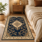 Persian Blue Medallion - Bedroom Bedside Rug Scene